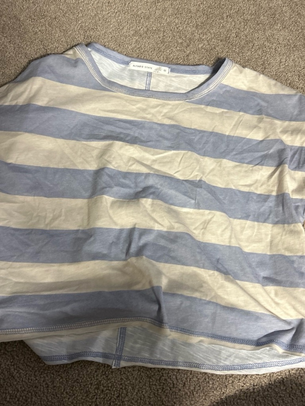 Altar'd State Blue and White Striped Crop Top
